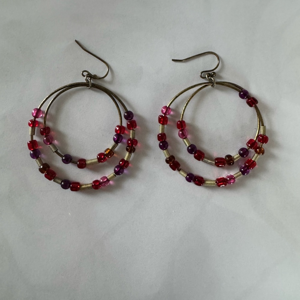 Elegant Multicolor Beaded Hoop Earrings